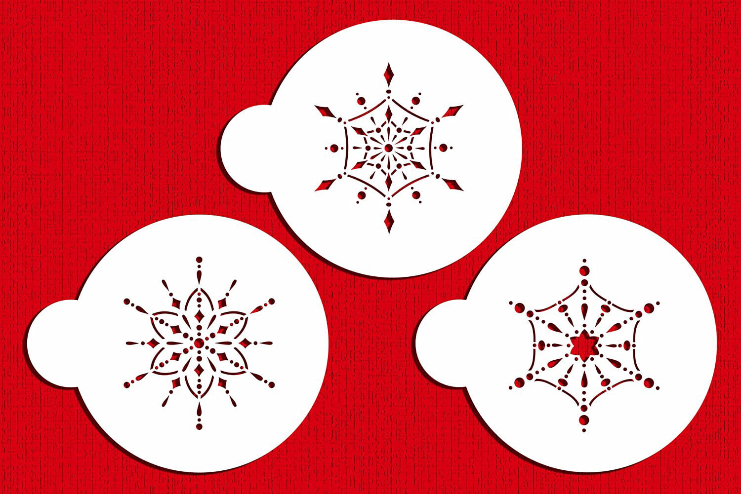 Designer Stencils C279 Small Jeweled Snowflakes Cookie Stencils Beige/Semi-Transparent