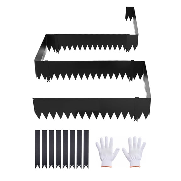 KFFKFF Galvanized Steel Landscape Edging, Set of 6, 40 x 10 Inch Metal Borders for Gardens and Pathways, Includes 8 Mounting Clips, Durable Metal Edging for Flower Beds and Yard Design, Black