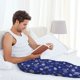 thumbnail image 5 of Fotbe Golden Snowflakes Royal Blue Pantalones de Pijama para Hombre, Pantalones de Dormir, Pantalones de Casa con Cintura Ajustable y Bolsillos-Small, 5 of 6