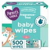 Parent's Choice Fragrance Free Baby Wipes, 5 Flip-Top Packs (500 Total Wipes)
