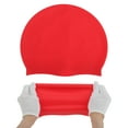 thumbnail image 5 of Unique Bargains 1 Pc Silicone Waterproof Solid Color Swim Cap Red, 5 of 5
