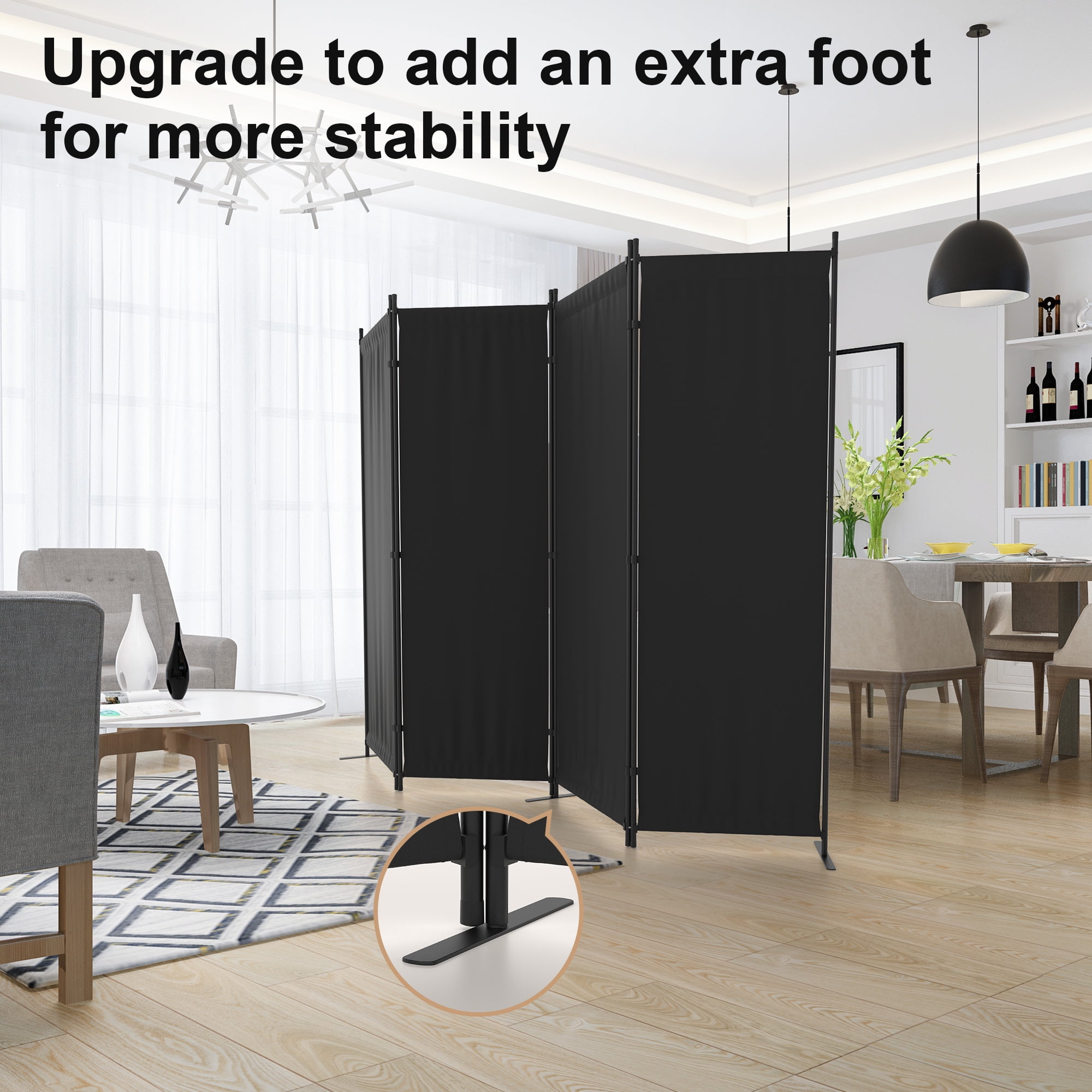 GOJOOASIS Room Divider, 4-Panel Folding Privacy Screen, 88in Portable Separating with 3 Metal Feet, Partition Room Dividers