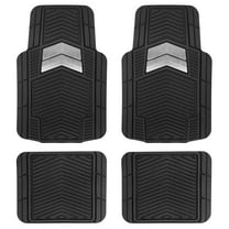 Motor Trend FlexTough Shield Black & Silver All-Weather Floor Mats for Cars, Trucks & SUVs – Heavy Duty Waterproof Rubber Car Mats, Universal Trim to Fit Automotive Accessories for Car Interior Prote