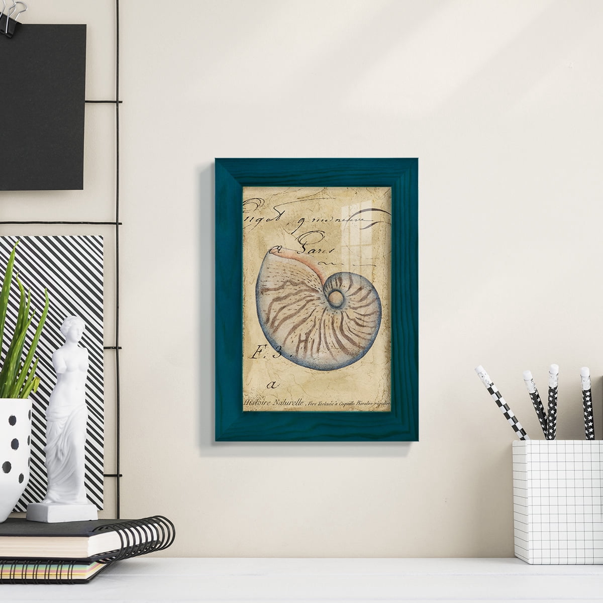 Seashell Ephemera II - Framed Print w/glass - Ocean Blue