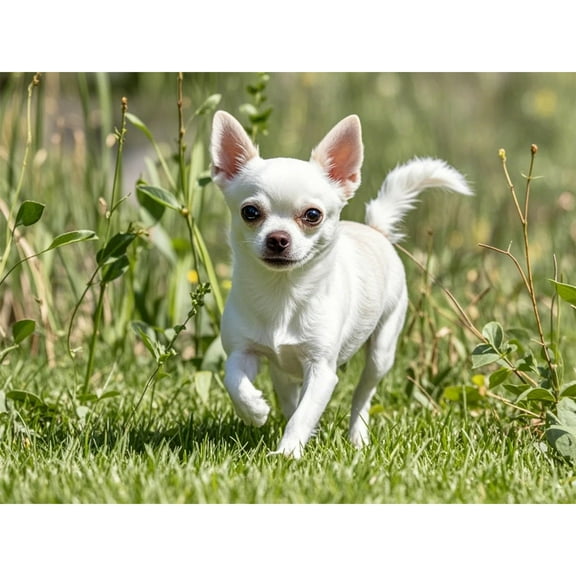Diamond Painting White Chihuahua 5D Diamond Art DIY Kits Full Round Drill Crystal by Number Mosaic Arts and Crafts for Living Room Bedroom Home Wall Decor 12x16 inch / 30x40cm