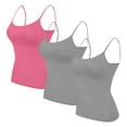 thumbnail image 1 of Timegard Plus Size Tank Tops for Women 3pc Spaghetti Strap Camis Slim Comfy Solid Color Sleeveless Top, 1 of 2