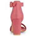 thumbnail image 5 of BLISSFUL STEP Women's Shoes Ankle Strap Block Heel Buckle Open Toe Sandals Watermelon Red 6, 5 of 9