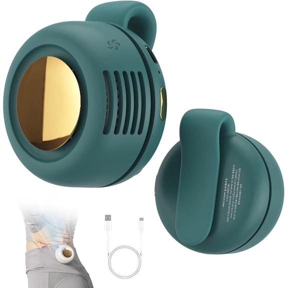 Portable Silent Mini Bladeless Electric Fan, 360° Rotatable Clip-On Wearable Fan with Adjustable 3 Speeds, Hands-Free Personal Cooling Fan for Shirt, Waist or Belt (Green)