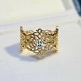 thumbnail image 2 of Antique Gold Lace Flowers Cocktail Rings for Women Cubic Zirconia Diamond Statement Wedding Party Engagement Stackable Ring Open Adjustable Middle Finger Band Comfort Fit Jewelry for Wife Mom, 2 of 6