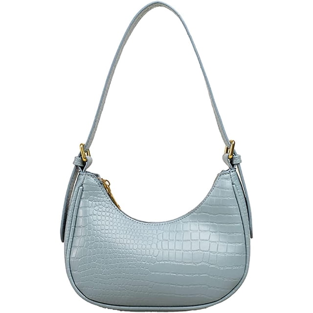 LinYooLi Sac à Bandoulière pour Femmes Sac en Croissant Lumineux Petit Sac Crocodile avec Sangle Réglable