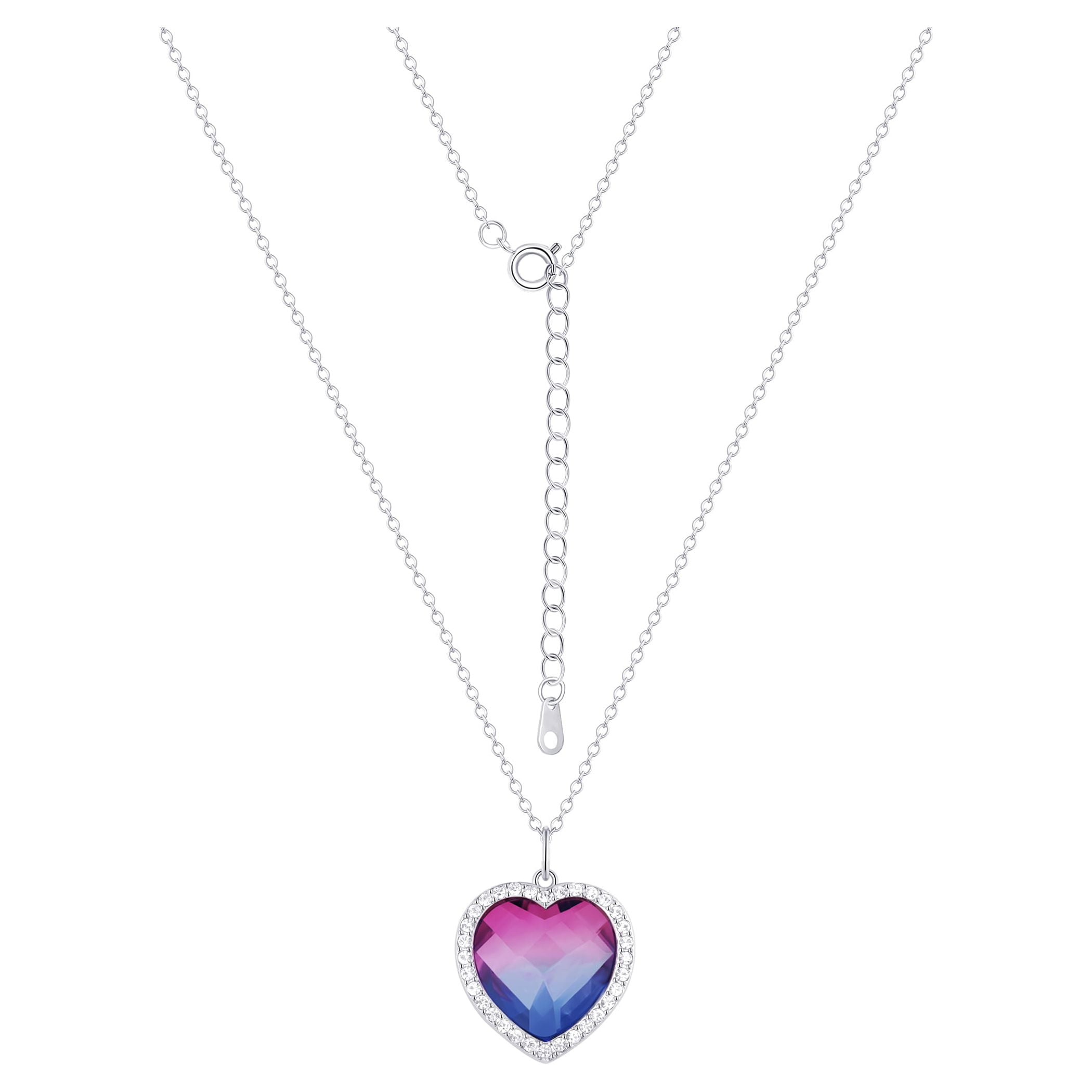 Believe by Brilliance Women's Crystal Heart Set in Fine Silver Plated Brass