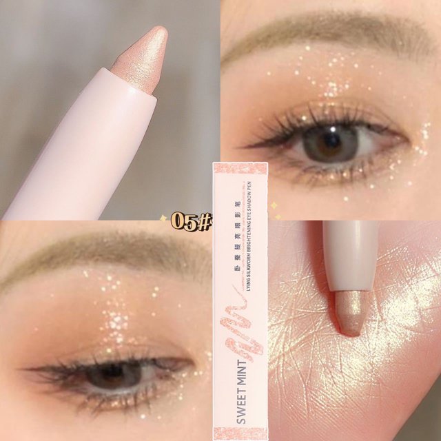 Delineador de ojos blanco, sombra de ojos brillante con purpurina, lápiz delineador de ojos en 15 colores, marrón mate, rosa, nacarado, maquillaje para ojos, iluminador, gusano de seda