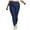 Blue, variant on Plus Size Leggings with Pockets for Women Stretch High Waisted Tight Athletic Yoga Pants Soild Sports Pants