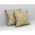 thumbnail image 2 of Rose Wreath Indoor/Outdoor Fabric Pillow with Zip in Yellow Blue 18x18, 2 of 5