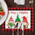 thumbnail image 1 of 4pcs/set Christmas Placemat Set Red Plaid Pattern kitchen Placemats Santa Claus, 1 of 4