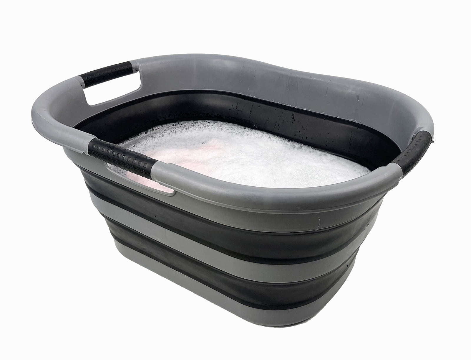 SAMMART 40L (10.5 Gallon) Collapsible Plastic Laundry Basket - Space Saving Storage Container/Organizer - Portable Washing Tub - Foldable Pop Up Hamper/Basket