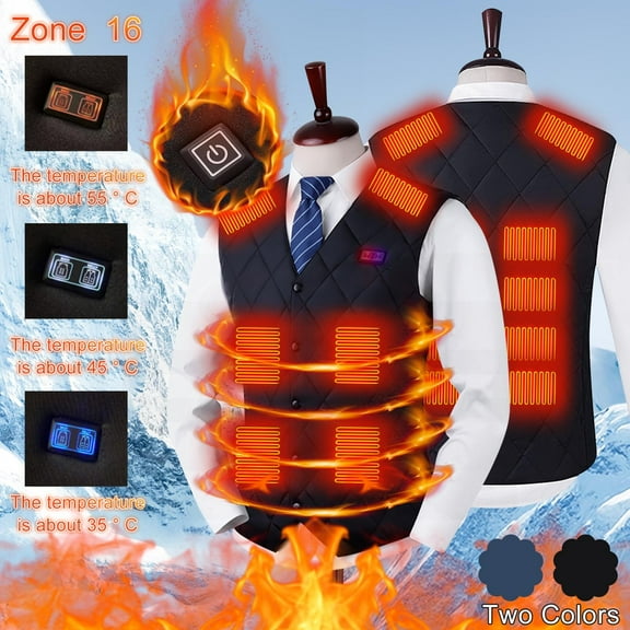 DODADAWANJ Mens Heated Vests V Neck Button Down Heating Vest Quilted Electric Heated Waistcoat 16 Heating Zone Winter Thermal Casual Outwear Heated Jacket (Battery Pack Not Included) XXL