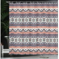 thumbnail image 3 of Ambesonne Aztec Shower Curtain, Oriental Zigzags and Lines, 69"Wx75"L, Salmon Night Blue Tan, 3 of 4