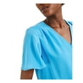thumbnail image 3 of ALFANI Womens Turquoise Short Sleeve V Neck Hi-Lo Top S, 3 of 4