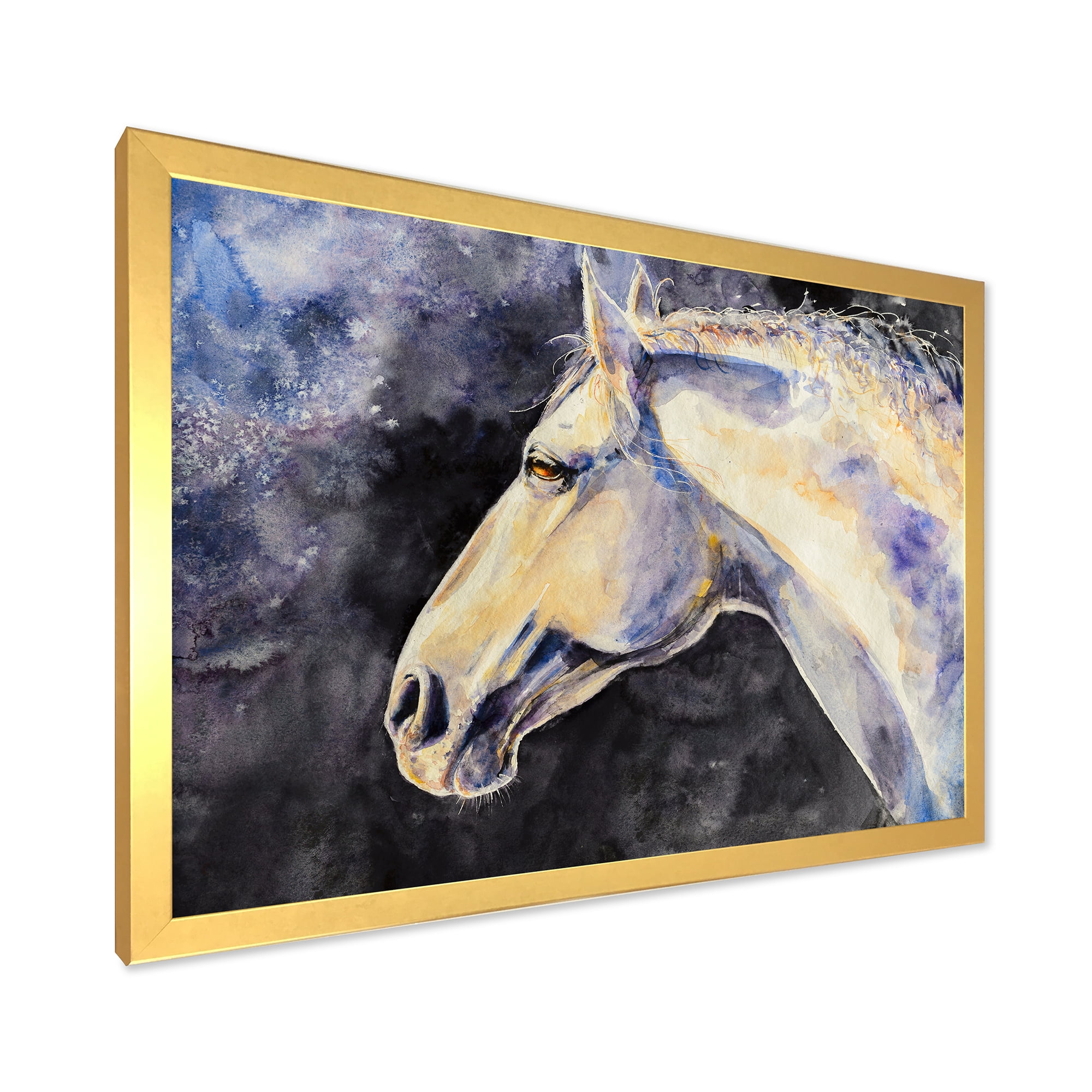 Designart 'Close Up Of The Head of A Lipizzan Horse' Farmhouse Framed Art Print