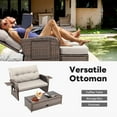 thumbnail image 3 of PARKWELL 2-Piece Outdoor Patio Rattan Daybed Furniture Set,Wicker Loveseat Sofa with Built-in Storage Ottoman,Adjustable Backrest,Retractable Side Tray,Brown Rattan, Beige Cushions, 3 of 9