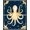 Navy Blue Beige, Pattern 5, variant on ODIKA Circle Nautical Octopus Vintage Creature Coral Motif Dotted Border Pet Friendly & Kids Safe Play for Playroom, Bedroom, Reading Nook