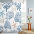 thumbnail image 4 of Light Blue Coral Coastal Shower Curtains for Bathroom, Summer Beach Starfish Shell Waterproof Fabric Shower Curtain, Decorative Bathroom Curtain for Bathtub, 72"x84" , No Hooks Included, 4 of 9