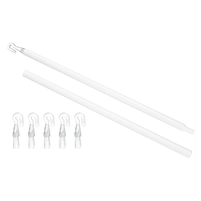 Uxcell 24" Reemplazo de varilla para persianas, varilla de inclinación de persianas combinables con gancho, varilla de persiana vertical para accesorio de apertura de cortinas de ventana, blanca