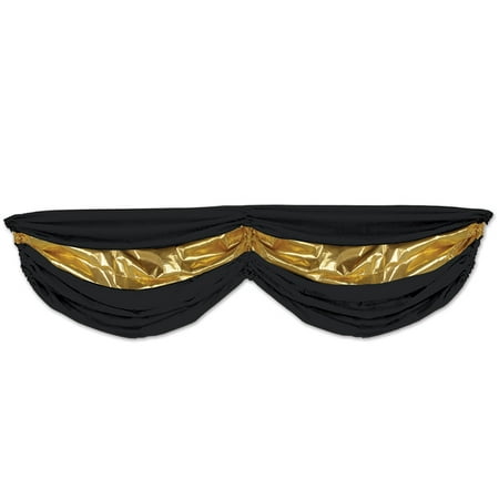 Black & Gold Fabric Bunting, 5' 10", (1/Pkg)