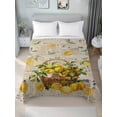 thumbnail image 2 of Queen Size Flat Sheet Only, Summer Lemon Soft Brushed Microfiber Bed Sheets, Watercolor Yellow Fruits Botanical Vintage Hotel Quality Breathable Bedding Top Sheet, Easy Care, 90"x102", 2 of 9