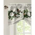 thumbnail image 2 of Wood Grain Magnolia Plant Flowers Window Valance Curtain Kitchen Cafe Short Curtains Living Room Tie-Up Valance Curtain, 2 of 6
