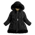 thumbnail image 5 of Shadoumai Kids Girls Winter Coats Heavyweight Lined Jackets Windproof Hooded Outerwear with Waist Belt 5-10 Years, 5 of 9