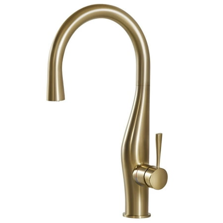 Houzer Vision Hidden Pull Down Kitchen Faucet with CeraDox Technology, Brushed Brass (VISPD-869-BB)