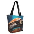 thumbnail image 2 of KLL Tote Bag for Women Realistic Turtle Print Shopping Grocery Reusable Bags for Office School Shopping Travel, 2 of 6
