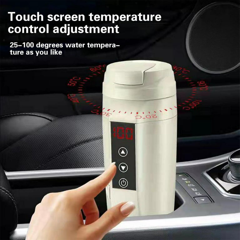 Tohuu Temperature Control Mug On-board Heating Thermos Cup Stainless Steel Travel  Mug Smart Car Insulation Cup Warming Coffee Milk Mugs 12V/24V Universal  450ml Black/White trusted 