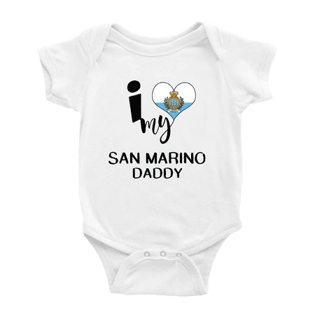 

I Heart My San Marino Daddy Love Flag Newborn Clothes Outfits (White 3-6 Months)