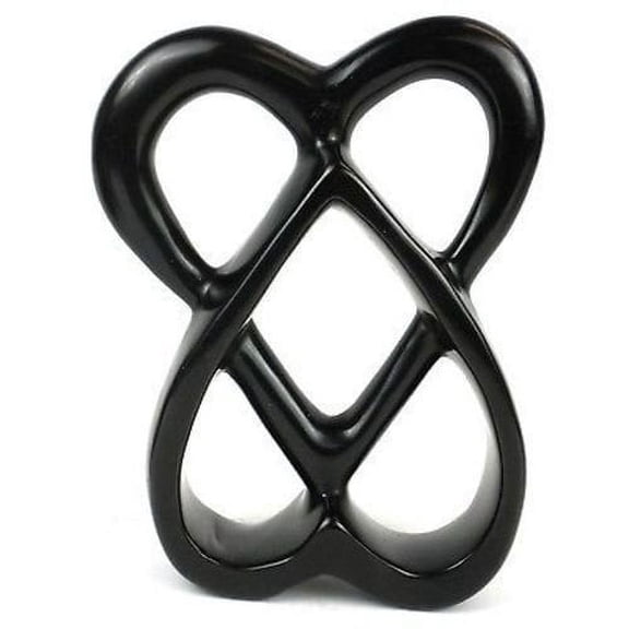 Handcrafted 8-inch Soapstone Connected Hearts Sculpture in Smolart