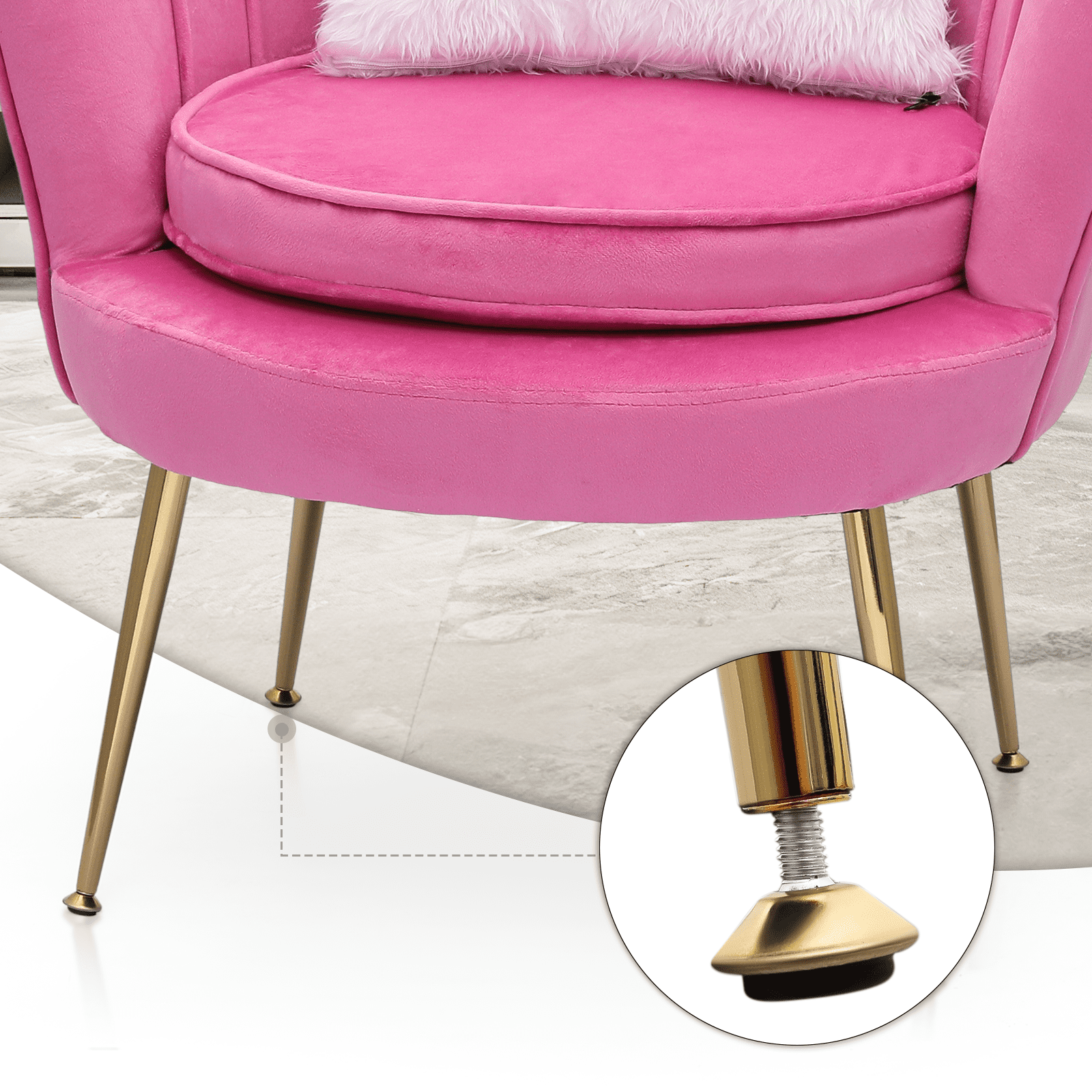 MoNiBloom Velvet Accent Chair with Cushion Modern Cozy Sofa Chair with Gold Metal Legs Tufted Accent Armchair for Living Room Bedroom Office Guest
