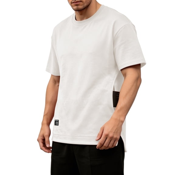 LIaqionyy Men's T Shirts Short Sleeve Crew Neck Tees Solid Color Basic Casual Loose Tee Shirt with Pockets S-4XL