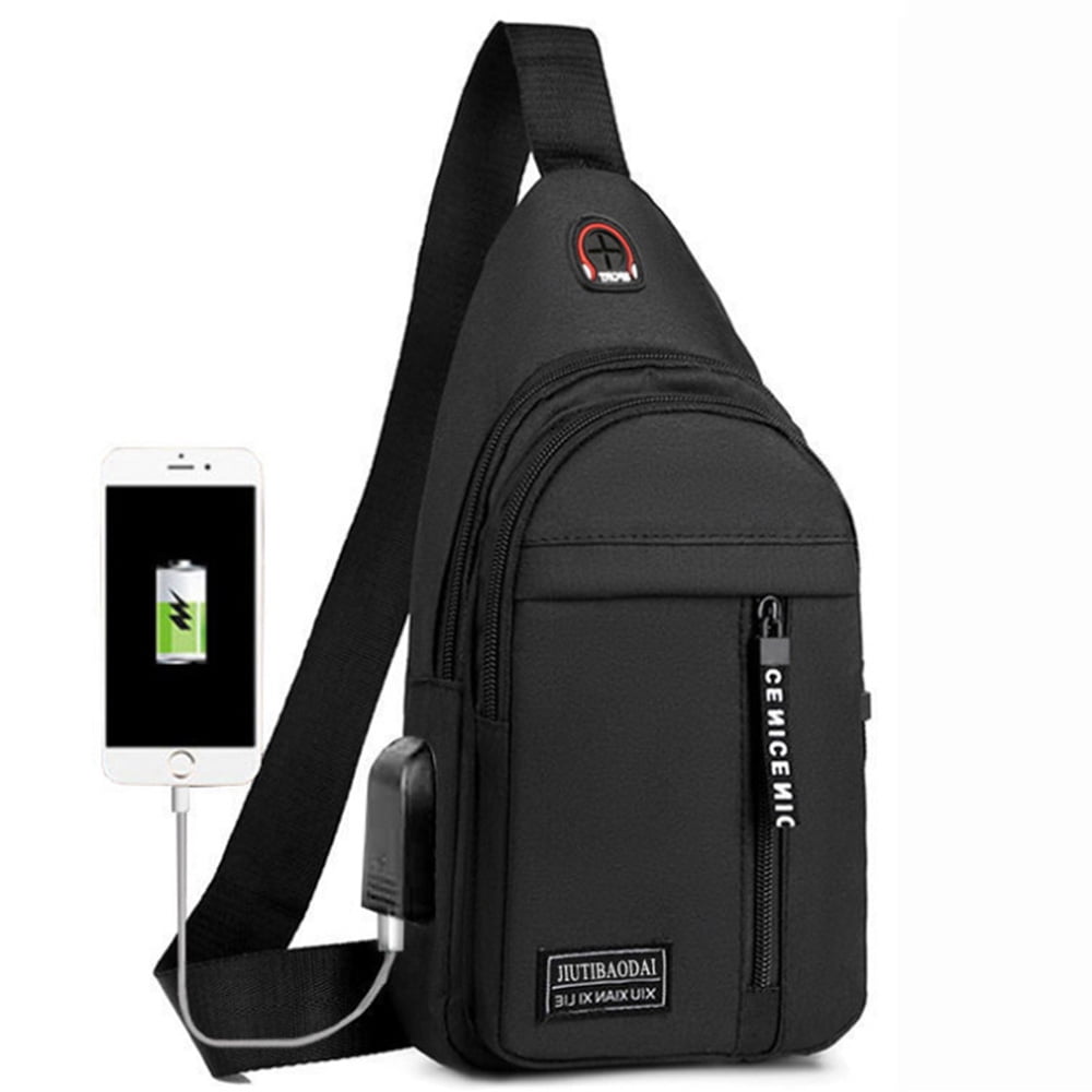 UKAP Waterproof Sling Bag for Men Oxford Cloth Crossbody Backpack USB ...