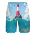 thumbnail image 6 of Kll Lighthouse Sea Port Men'S Casual Summer Beach Shorts Hawaiian Shorts With Pockets-Large, 6 of 9