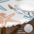 thumbnail image 4 of Summer Marine Life Round Fitted Table Cover Ocean Coral Starfish Art Waterproof Table Cloth with Elastic Edge Wipeable Tablecloth for Picnic Camping Party Fits 45"-54" Diameter, 4 of 8