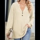 thumbnail image 4 of Camisa Henley de Larga para Mujer, Cuello en V, Suéteres Casuales Elegantes, Ropa de Moda para Otoño. Albaricoque L, 4 of 10