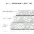 thumbnail image 4 of Noble Linens 4 Piece Pattern Microfiber Bed Sheets Set, Light Gray Rose Gray, King, 4 of 11