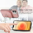 thumbnail image 5 of Compatible with iPhone 11 Card Slot Back Case, 360 Degree Rotatable Ring Stand Plating Button PU Leather Support Magnetic Car Mount Phone Case Cover for iPhone 11, Pink, 5 of 12
