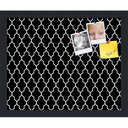 PinPix 16x13 Custom Cork Bulletin Board Quatrefoil Black Poster Board Has a Fabric Style Canvas Finish Framed in Quatrefoil Black by ArtToFrames (PinPix-116)