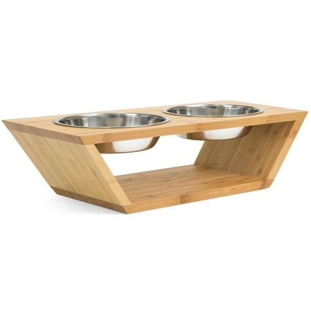 Wood Elevated Stand Cat and Dog Double Bowl (Best Dog Bowl Material)