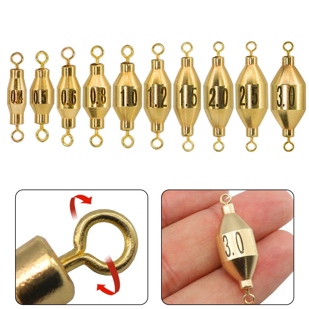 Ana 10pcs Brass Fishing Weights Inline Trolling Sinkers Weights