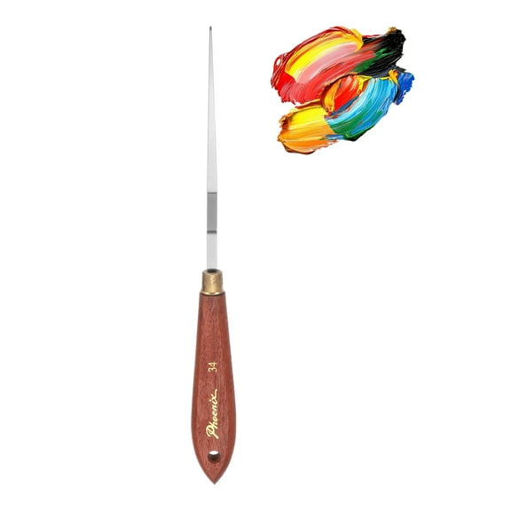 Pack of 1 Palette Knife No.34, 9.1" Long with Stainless Steel Flexible Spatula Pallet Knife and Wood Handle for Scraping, Mixing, Oil Acrylic Painting Canvas