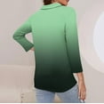 thumbnail image 5 of hxobax Women 3/4 Sleeve Tops Zip V Neck Collar Shirts Work Business Polo Shirts Gradient Summer Tees, 5 of 7